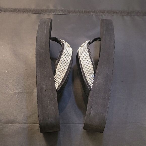 KRISTEN!S KLOSET CRYSTAL FLIP-FLOP GLITZY WOMEN'S WEDGE SANDALS - Picture 9 of 14